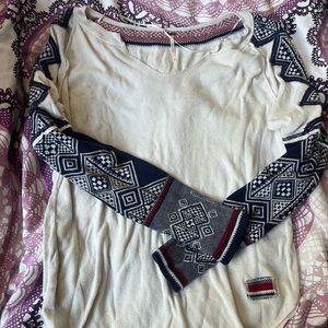 free people scoop neck aztec sweater